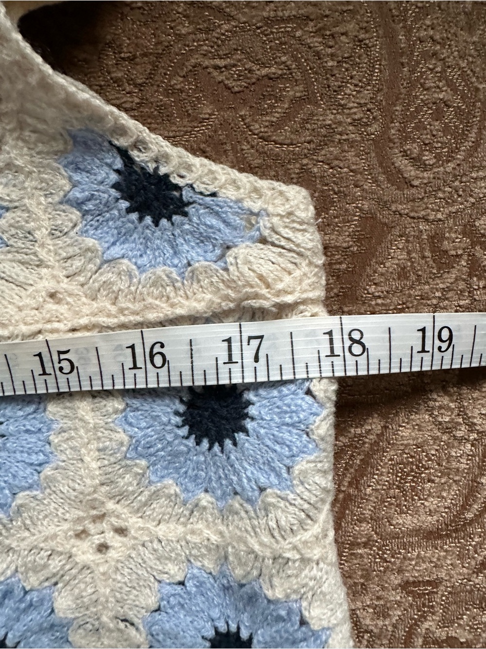 Rebellion Again Blue Floral Crochet Knit Crop Tank Top Medium Boho Festival - Picture 5 of 8
